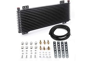 ZHSYMX 40k Transmission Oil Cooler LPD47391, Compatible with Heavy Duty 40,000 GVW Max Low Pressure Drop Trans Cooler with Mounting Hardware (Black)