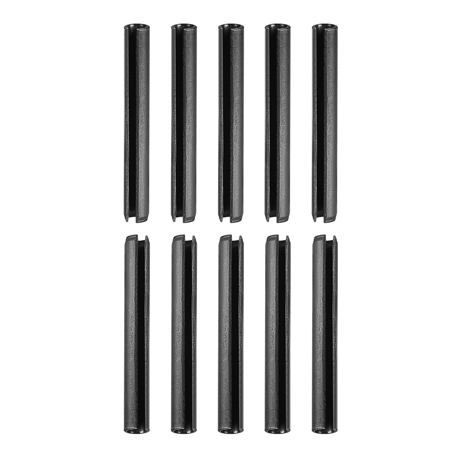 DTGN 6mmx50mm(DxL) Slotted Spring Pin - 30Pack - Good for Home Machine Fastener - 65Mn Spring Dowel Tension Roll Pin - Black