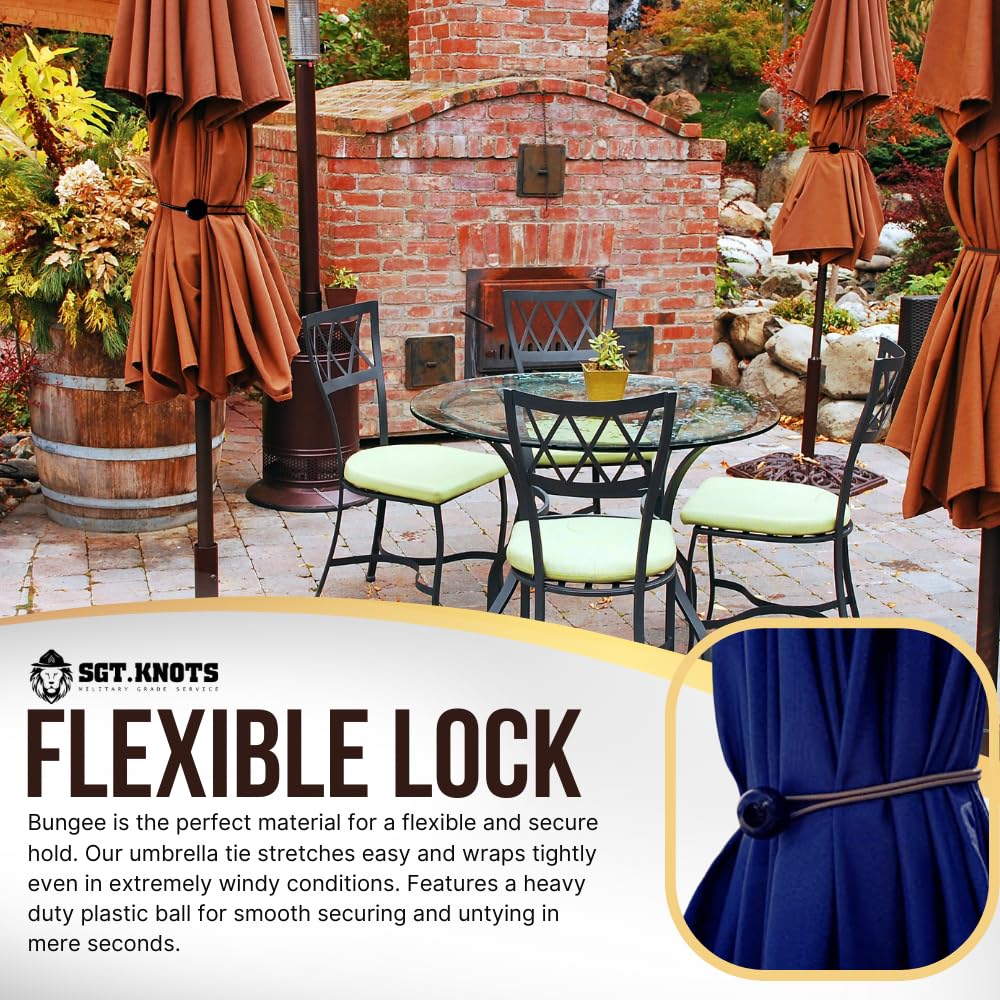 SGT KNOTS Patio Umbrella Bungee Strap Cord with Ball - Long Lasting, Highly Flexible & Durable Umbrella Tie (1 Pack, Tan) - view 4