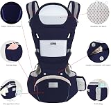 IULONEE Baby Carrier with Hip Seat Ergonomic Front Back Carry Dark Blue 7-45 lbs view 3