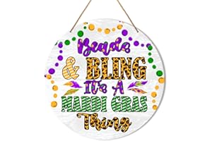 Muktoujaumai Mardi Gras Wall Decor, Mardi Gras Hanging Sign New Orleans Carnival Decorations Fat Tuesday Decor Wall Sign for Home, Masquerade Party, Indoor, Beads and Bling It's' a Mardi Gras Thing