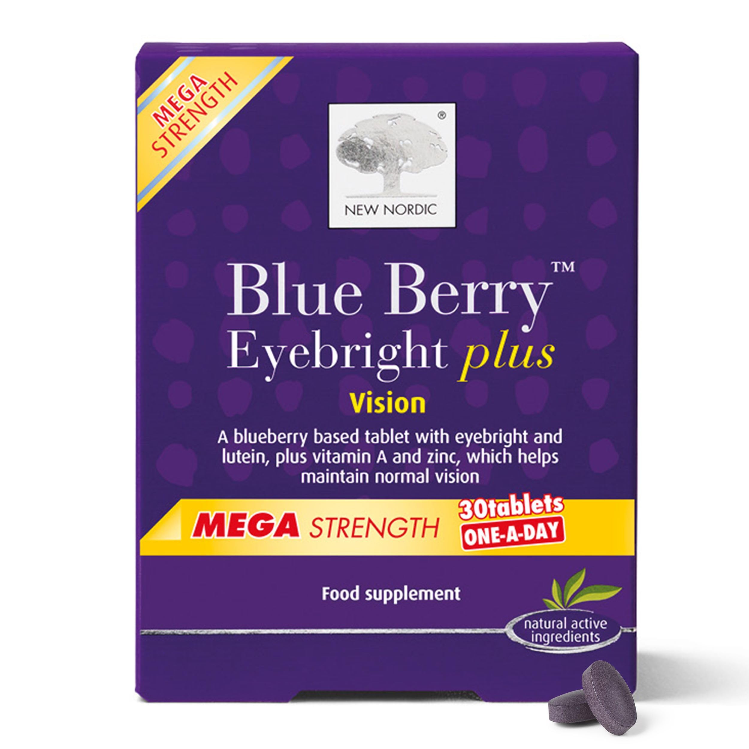 New Nordic Blue Berry Eyebright - Natural Eye & Vision Care Supplement - 10 mg Lutein - 30 Extra Strength Tablets