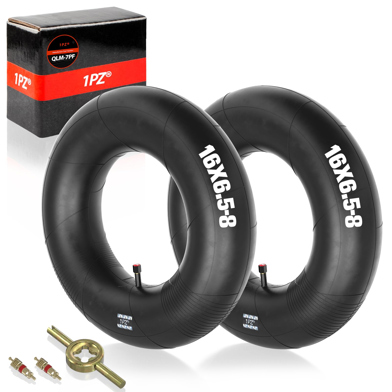 1PZ QLM-7PF 16x6.50-8 Inner Tube with Straight Valve Replacement for ATV Quad 4 Wheeler Wheelbarrow Lawn Mower Golf Cart Tractor Tillers Railers