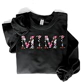Regamor Embroidery Mimi Sweatshirts For Women Gift Sweatshirt From Grandkids Mimi Flower Grandma Gift Mothers Christmas