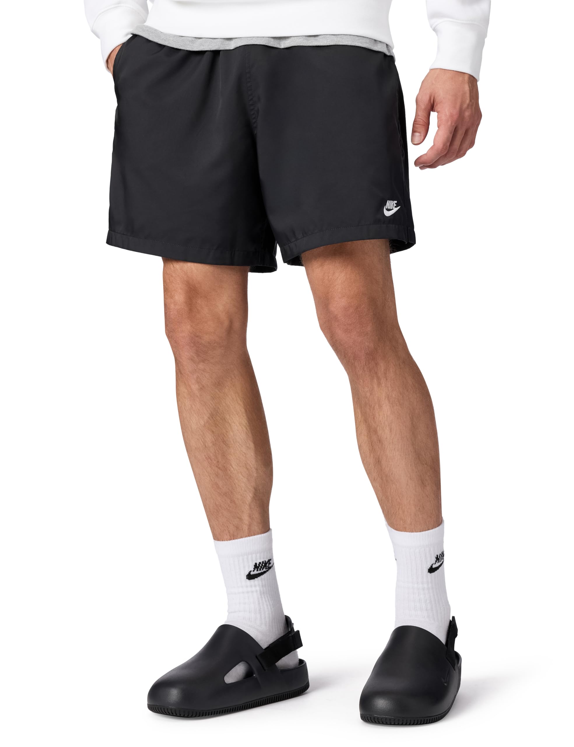 Photo 1 of Nike Men's Club Woven Flow Shorts, Black/White, X-Large