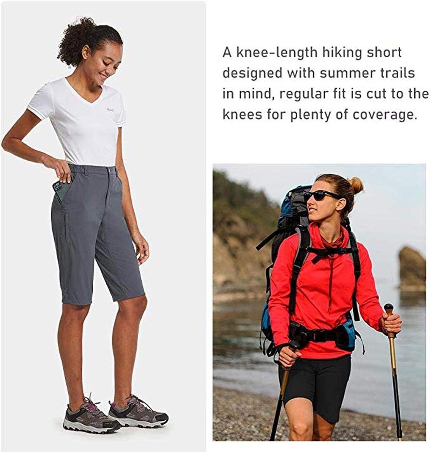 BALEAF Women's Quick Dry Stretch Hiking Camping Shorts Lightweight Water Resistant Summer Cargo Pants Travel: Clothing
