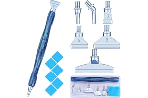 SNEWVIE Diamond Painting Pen Accessories Tools Set,1PCS Glitter Diamond Art Pen and 6Pcs Blue Metal Screw Thread Multi Placer Tips,Resin Diamond Painting Drill Pens for DIY Diamond Art