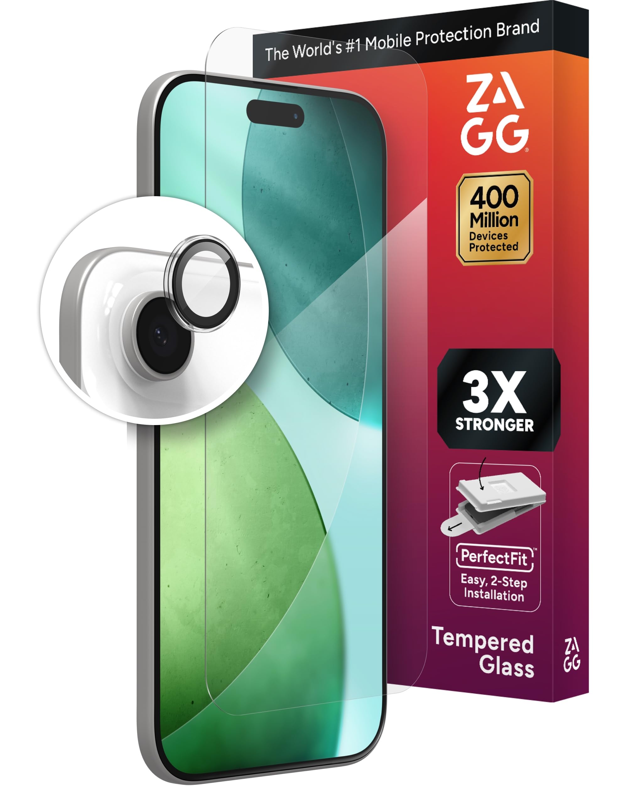 ZAGG Glass+ Screen & Camera Lens Protection for iPhone Air - Impact & Shatter Protection, Full Coverage Scratch & Smudge-Resistant Tempered Glass, Anti-Reflective Camera Lens Protector