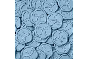 UNIQOOO 3D Bow Wax Seal Stickers - 50 Pcs Elegant Self-Adhesive Dusty Blue Seals, for Wedding Invitations, Gift Wrapping Decals,Envelopes, Christmas & Party Decor, Greeting Cards