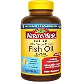 Nature Made Burp Less Ultra Omega 3 Fish Oil Supplements, 1400mg Fish Oil Omega 3 Supplements as Ethyl Esters for Healthy Heart Brain Eyes Support, One Per Day, 90 Softgels
