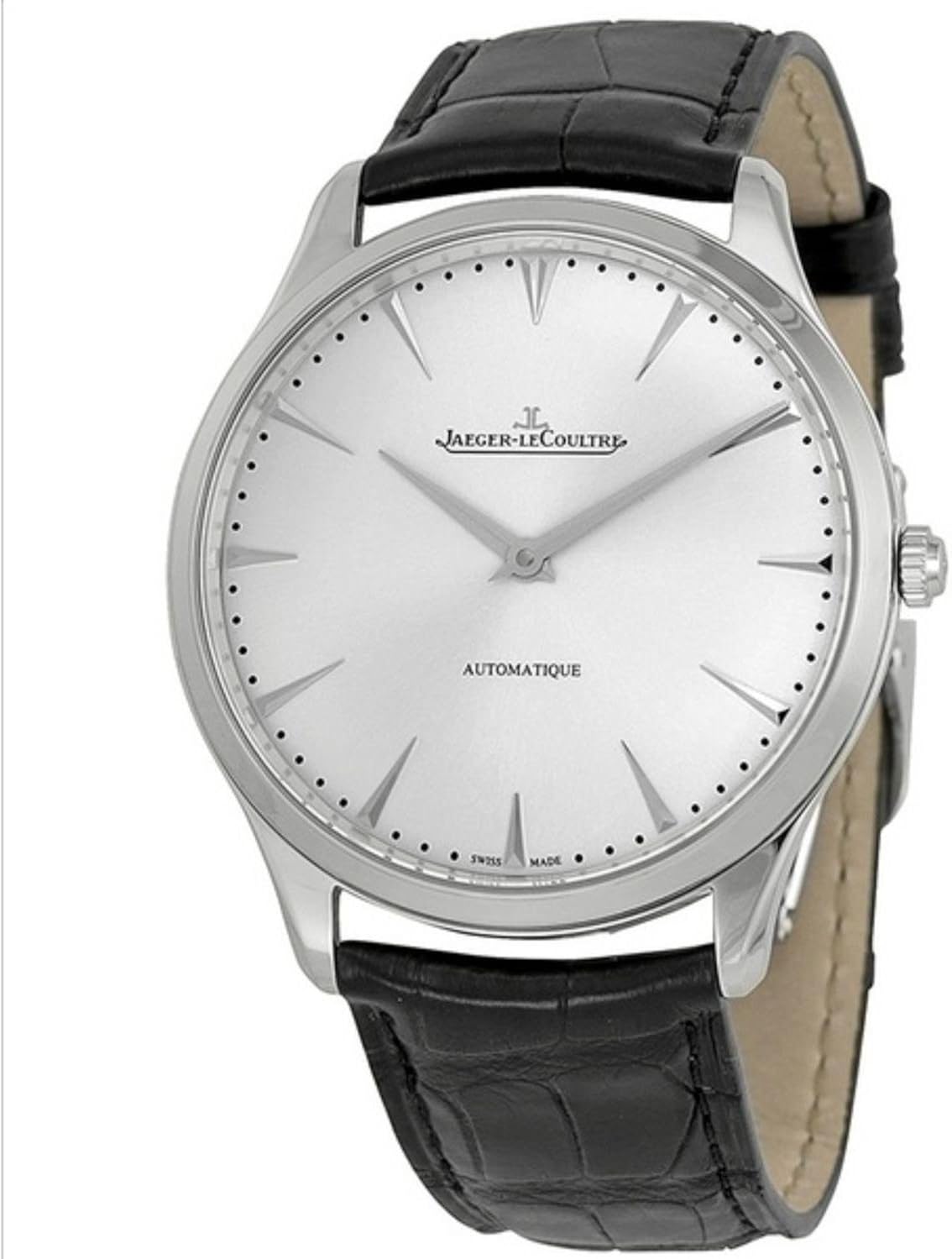 Jaeger LeCoultre Herren Master 41 mm schwarz Leder Band Stahl Fall