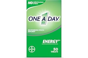 One A Day Energy Multivitamin, Supplement with Vitamin A, Vitamin C, Vitamin D, Vitamin E and Zinc for Immune Health Support*, Caffeine, Biotin, B6, B12 & more, 50 count (Packaging May Vary)