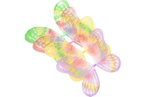 Fedio Girls Fairy Wings, 4 Pack Princess Butterfly Costume Wings Set for Kids Dress up Birthday Party(Ages 3-6 Years)