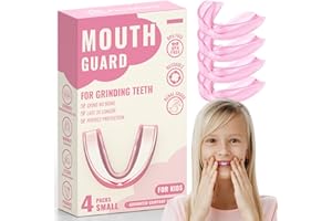 FILTEROPS 4 Pack Pink Kids Night Guard Teeth Grinding, Small Size, Moldable Comfortable Mouth Guard for Kids, Child Bite Guard for Teeth Clenching at Night, Mouthguard Stops Bruxism, Tmj