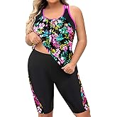 Daci Women Plus Size Tankini Swimsuit - Tummy Control 2 Piece Bathing Suit with High Waisted Capris Shorts 2025 Swimwear