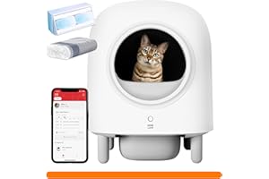 ABRCT Self-Cleaning Cat Litter Robot Box - 62L Automatic Litter Box for Multi-Cats Odor Removal APP Control Weight Sensor Pop Up Alert No More Scoop for All Breeds (White 1)