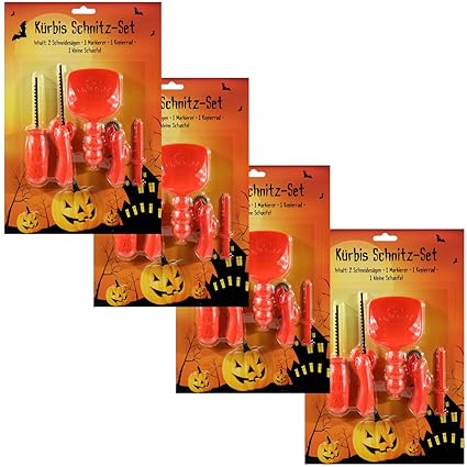 Bada Bing 20tlg. Kürbis Schnitz Set Werkzeug Halloween Schneideset Pumpkin (4er Set) 87