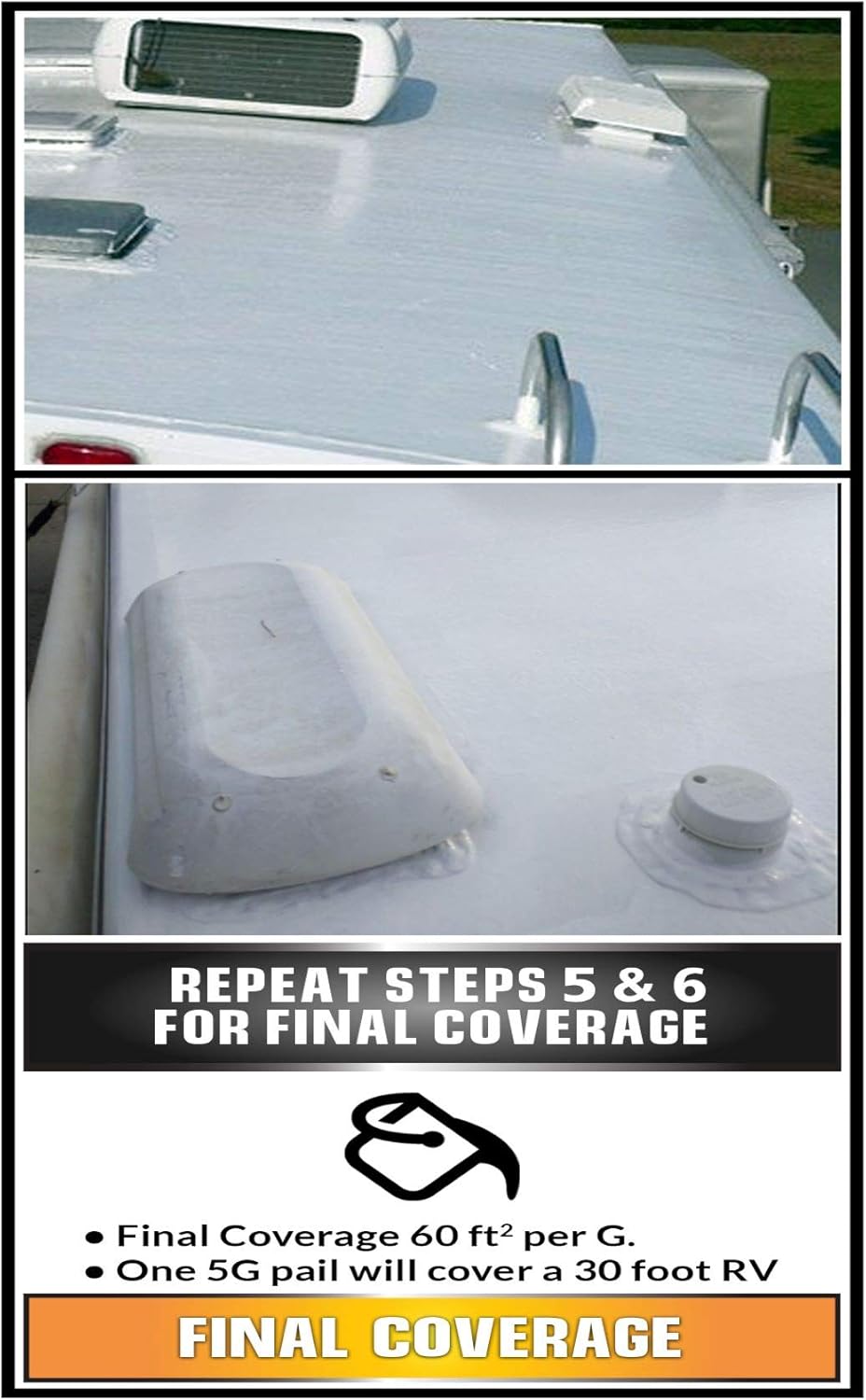 Ziollo RV Flex Repair 100% Silicone RV Roof Sealant Coating | 5 Gallon | Cool White | for EPDM Rubber, Metal, Fiberglass | Waterproof | Motorhome, Trailer, Camper (Cooling White, 5 Gallon): Automotive
