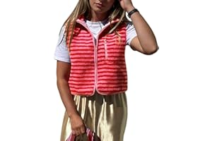 Vest Tops for Women Sleeveless Full Zip Striped Vest Trendy Stand Collar Business Outerwear Lightweight Waistcoat