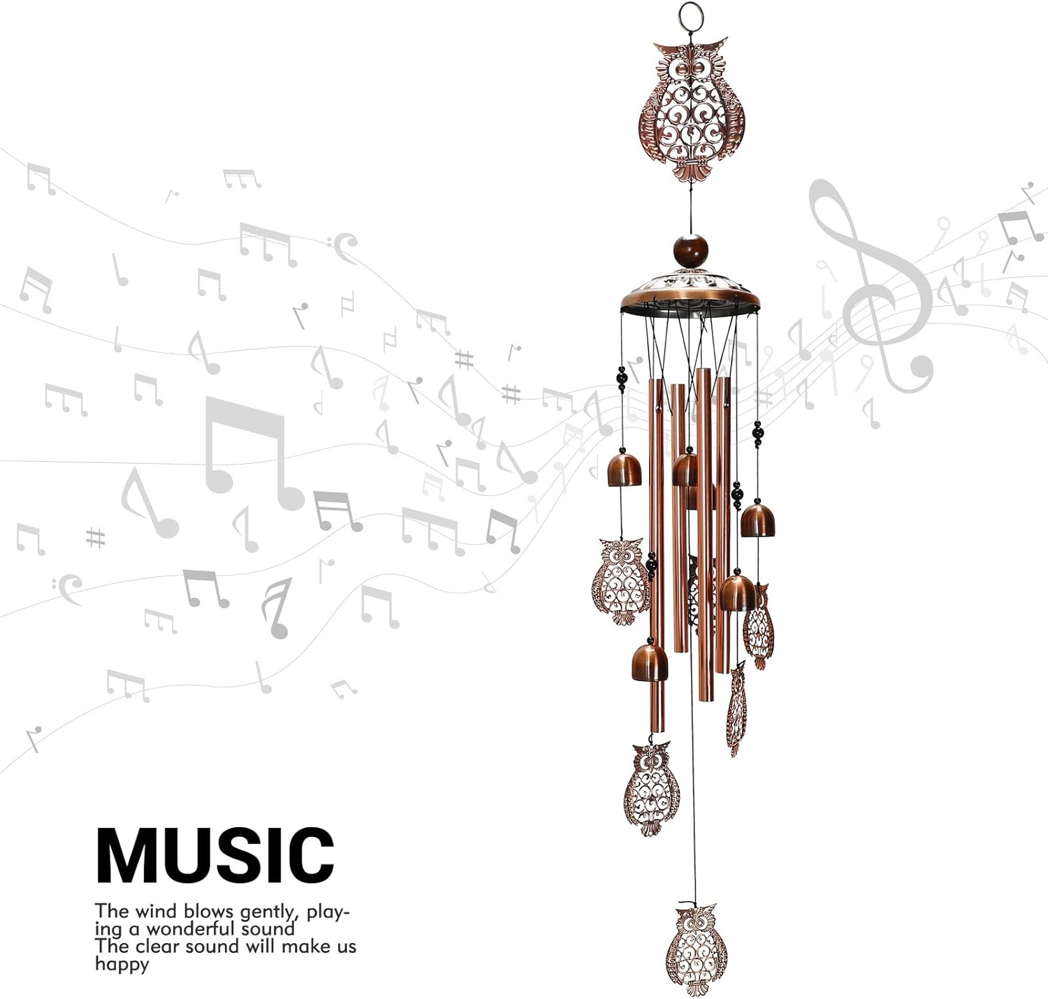 WOGOON Wind Chimes Outdoor Decor, Personalized Outside Large Copper Sympathy Hanging Owl Wind Chime Housewarming Gifts, Aluminum Tubes Memorial Bell Chimes for Garden Home Yard Patio Decorations… : Garden & Outdoor