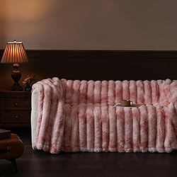 PU MEI Faux Fur Throw Blanket for