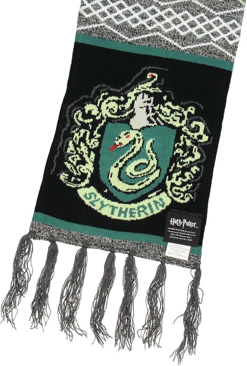Harry Potter Slytherin House Crest Adult Knit Scarf For Women Men: Clothing