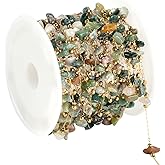 UMAOKANG 4 Meters Gold Plated Stainless Steel Jewelry Chains Bulk Multicolor Natural Raw Healing Crystal Necklace DIY Jewelry Making Supplies