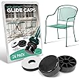 Wrought Iron Patio Furniture Feet Caps (24 Pack, Black) - 1.5" Round Patio Furniture Feet Protectors, Outdoor Chair Glides, Outdoor Sliders for Chairs & Tables