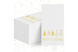 Horaldaily 100 Christmas Disposable Paper Decorative Guest Napkins, White Gold Foil Christmas Tree Hand Towel for Party Lunch Dinner Kitchen Bathroom