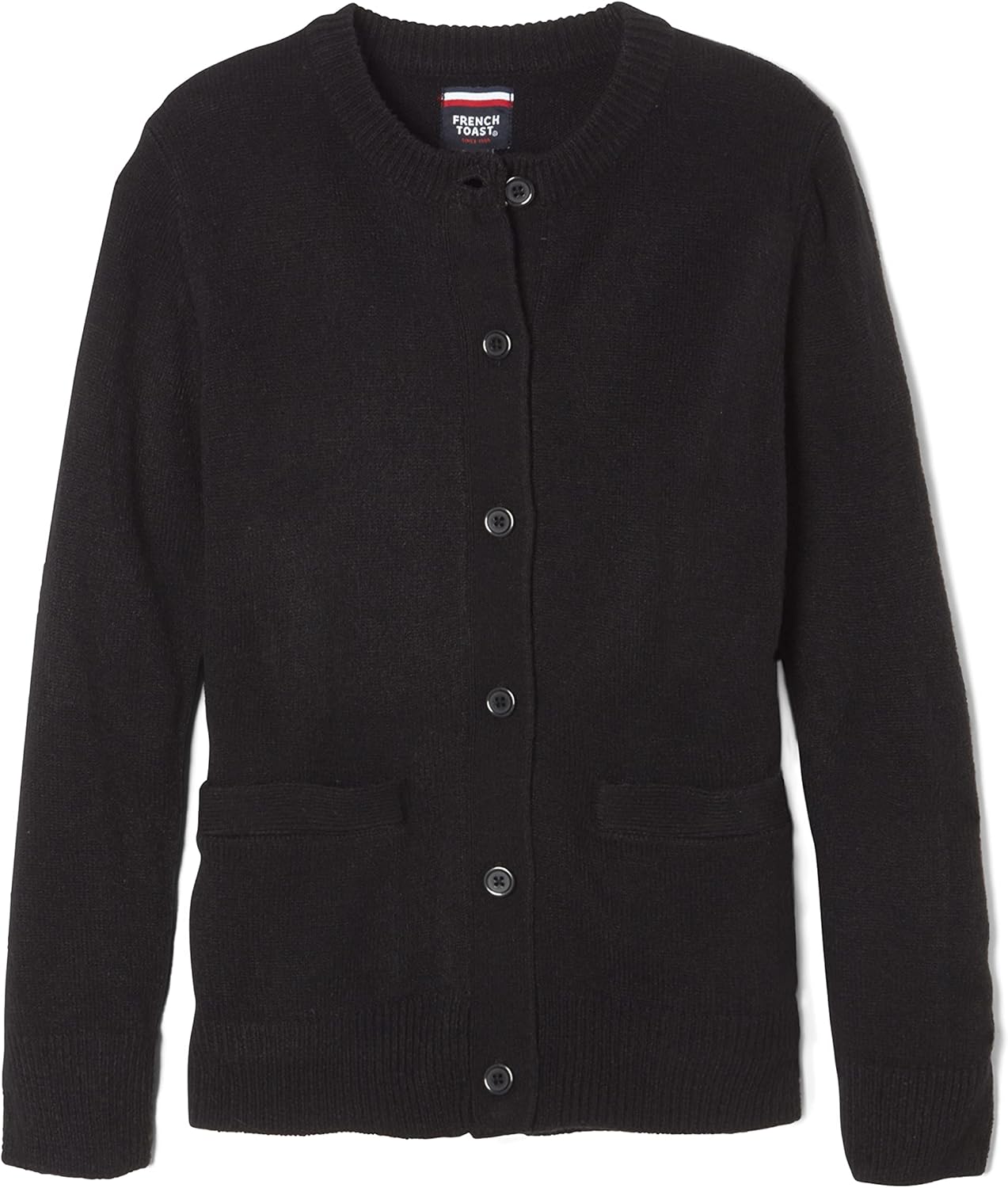 French Toast Girls' Big Anti-Pill Crew Neck Cardigan Sweater: Clothing
