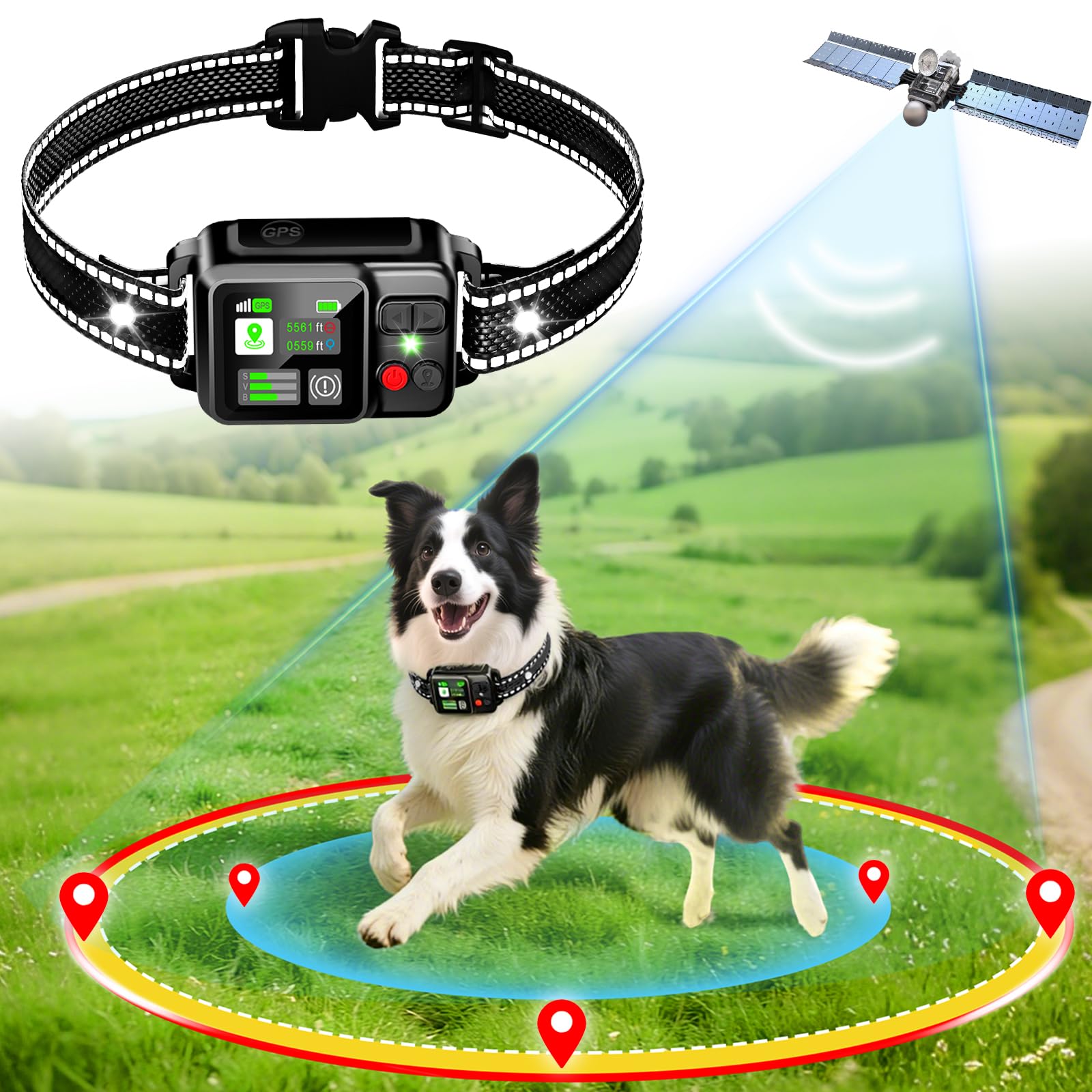 Photo 1 of DJNFGQ GPS Wireless Dog Fence System, Electric Electric Dog Fence Using GPS Electric Satellite Technology, with a Range of 15-2000m, IPX7 Waterproof Rechargeable Collar Receiver,Outdoor Use Only6