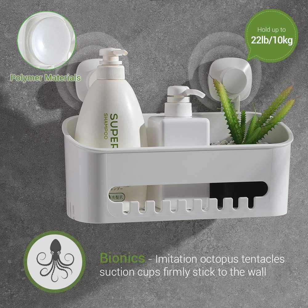 Luxear Suction Shower Caddy Basket Storage Wall Mounted Bathroom kitchen Shelf Holder Easy to Install - Image 3
