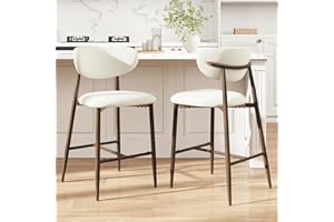 MALOL Bar Stools Set of 2, 25" Counter Height Stools with Back, Soft & Breathable Fabric, Sturdy Metal Frame with Cross Suppo
