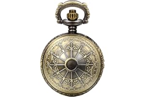 LANCARDO Vintage Tree of Life Hollow Bronze Pocket Watch Quartz Arabic Markers Carved Men and Women Watches with Necklace Chain Pendant