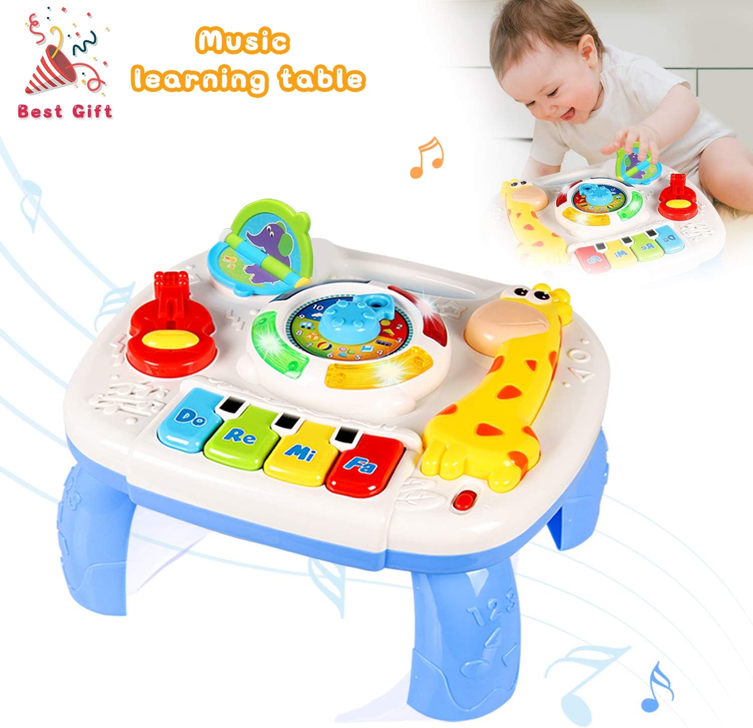 ACTRINIC Musical Learning Table Baby Toys 12-18 Months up-Early Education Music Activity Center Game Table Toddlers Toys for 1 2 3 Year Old-Different Lighting&Sound