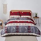 Oliven Black Bear Lodge Quilt Full/Queen Size Rustic Bedding Antlers Lightweight Cabin Bedspread Bohemia Moon Stripe Coverlet Summer Bed Cover Rustic Home Decor