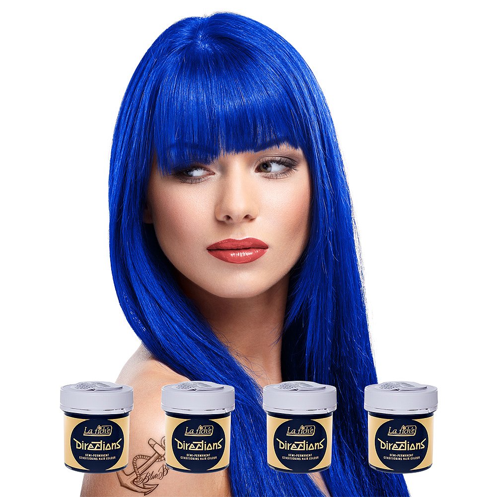4 X La Riche Directions Semi-Permanent Hair Color 88ml Tubs - Midnight Blue