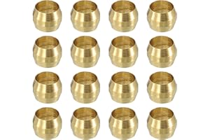 uxcell 60Pcs Fit for 4mm(3/16") Tube OD Brass Compression Sleeve Ferrules Brass Compression Tube Fitting for Water Oil Air Pi