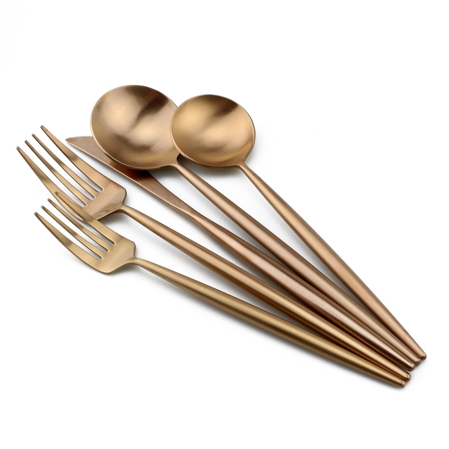 5pcs Rose Gold 18/10 Stainless Steel Flatware Set Matte Finish, Service