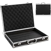 Aluminum Hard Case Briefcase Box Lockable Flight Case Container for Test Instruments Cameras Tools Mechanical Garage Black