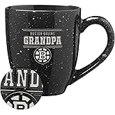Rico Industries NHL Hockey Boston Bruins Grandpa Black 16 oz Team Color Laser Engraved Speckled Ceramic Coffee Mug