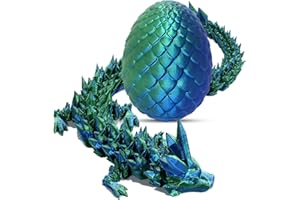 HQROIDD Dragon Eggs with Dragon Inside, 3D Printed Dragon, Easter Basket Stuffers, Articulated Printed Dragon with Egg, Crystal Dragon Figurine, Dragon Egg Fidget Toy, Executive Desk Toys