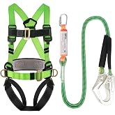 QFU Safety harness fall protection kit, equipped with shock-absorbing ropes, full-body safety harness for roof work