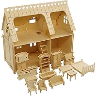 CUTEROOM 3D Wooden Puzzle House, 3D Stereo Wooden Puzzles DIY Dollhouse Miniature Kit - Wooden Model Kit Wooden Puzzle (Separ