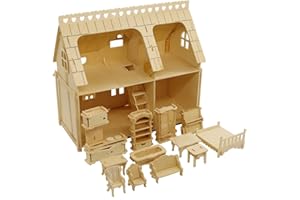 CUTEROOM 3D Wooden Puzzle House, 3D Stereo Wooden Puzzles DIY Dollhouse Miniature Kit - Wooden Model Kit Wooden Puzzle (Separ