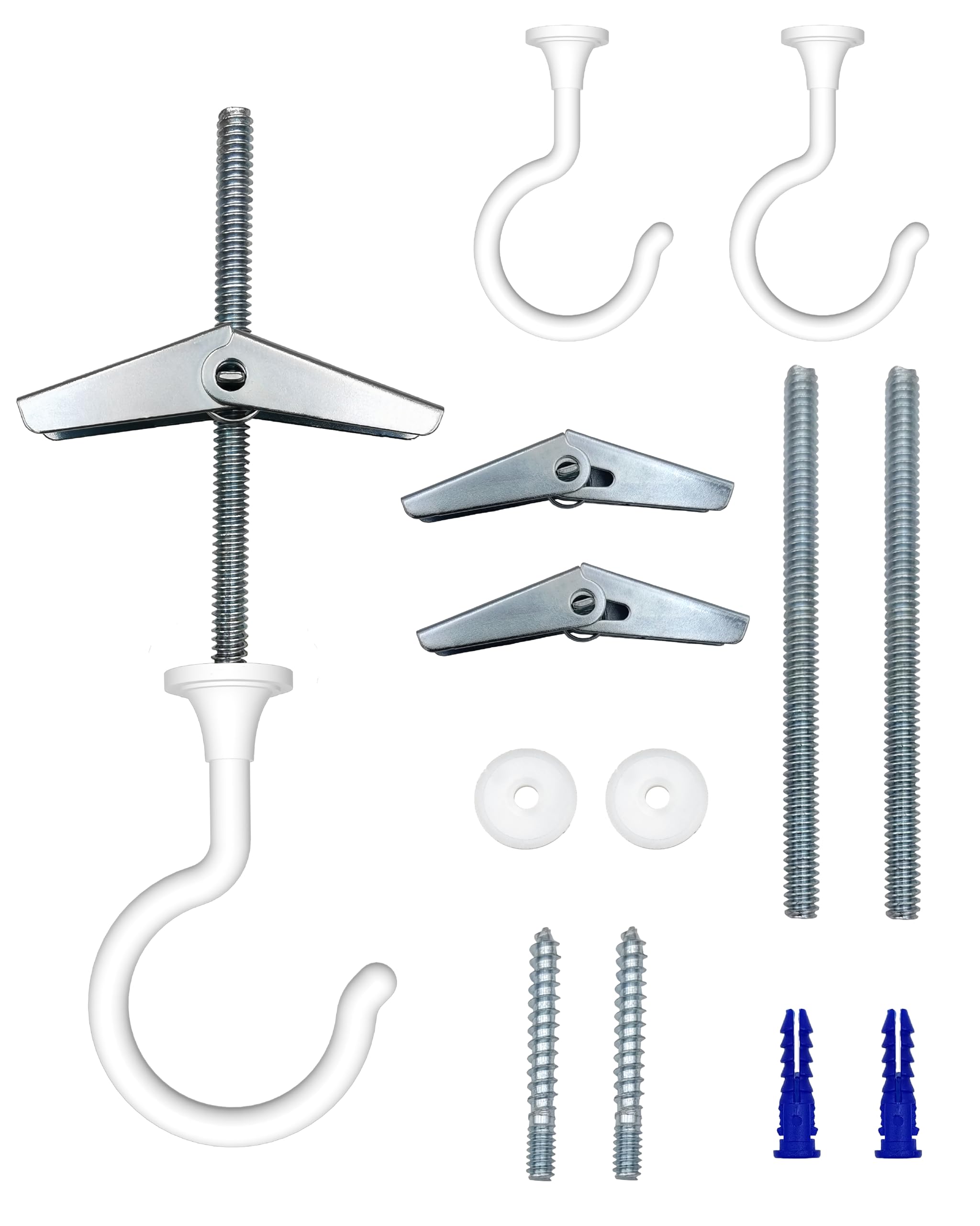 NACETURE Large Swag Hooks Plant Hooks for Ceiling Hooks for Hanging Plants - Ceiling Hangers Heavy Duty for Hanging Light - Chandelier Hook Ceiling Installation for Cavity Wall Fixing(White 2 Pack)