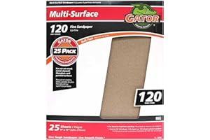 GATOR FINISHING PRODUCTS Gator 9" x 11" Multi-Surface Sanding Sheets, 120 Grit, 25 Pack