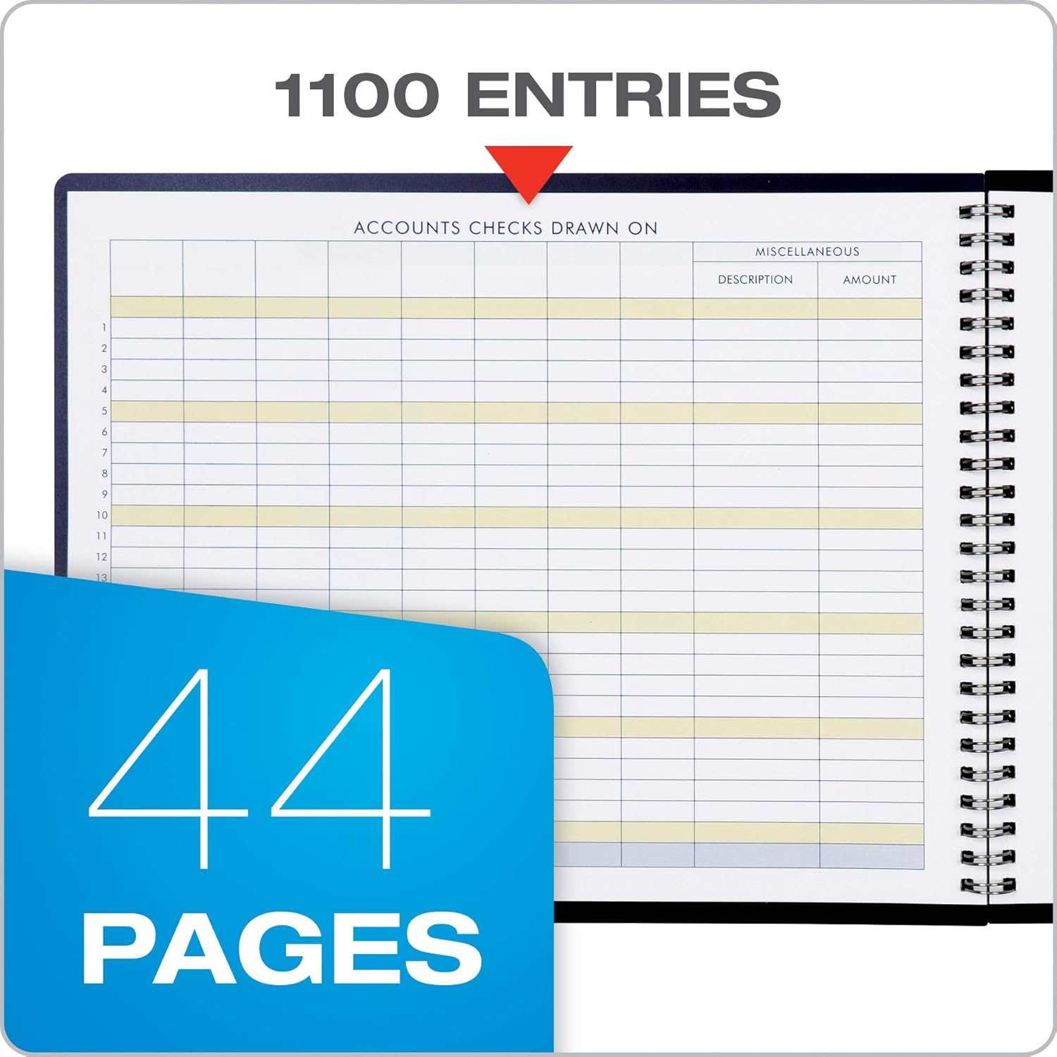 Adams Check Payment and Deposit Register, 8-1/2" x 11", 44 Pages (AFR60), White : Large Check Register : Office Products