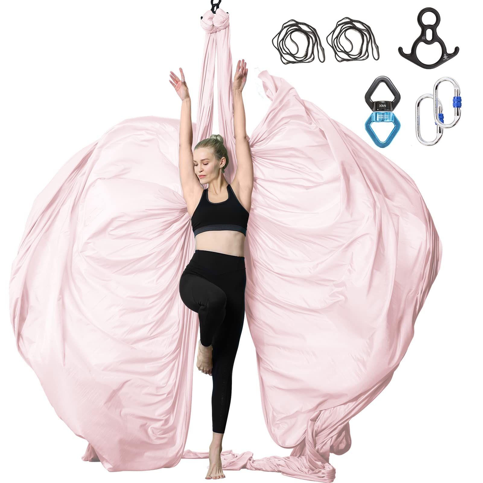 Photo 1 of SKYPHAROS 11 Yards Aerial Silks Yoga Swing Set - Aerial Yoga Hammock Kit Anti-Gravity Flying for Fitness, Low/Non Stretch Nylon Tricot Fabric Hardware Included for Dance