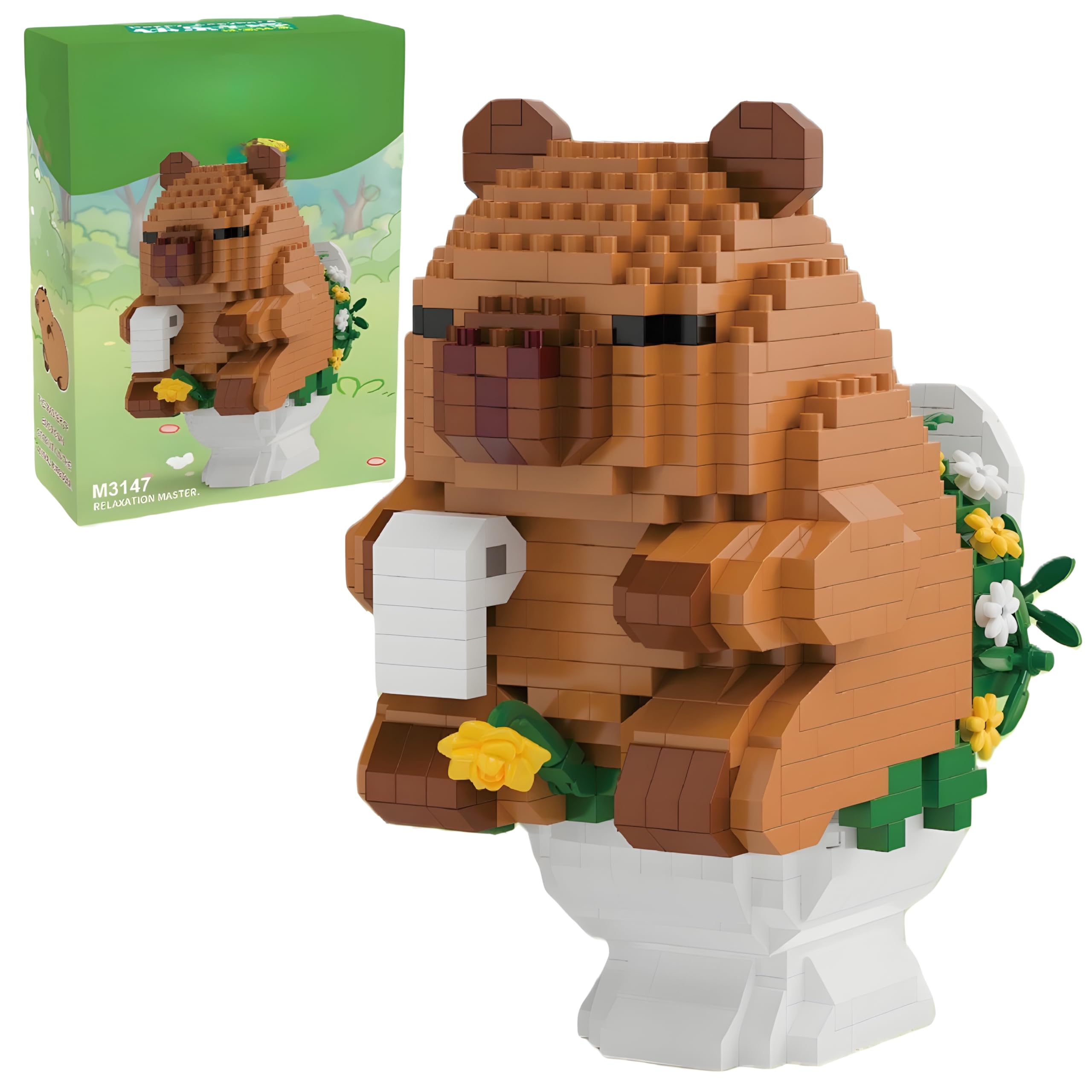 Unativer Capybara Building Blocks Set, 610 PCS Animal Construction Toys Mini brick Model Kit for Pet Lovers, Creative DIY Educational Collectible Display for Home Decoration, Birthday Gifts